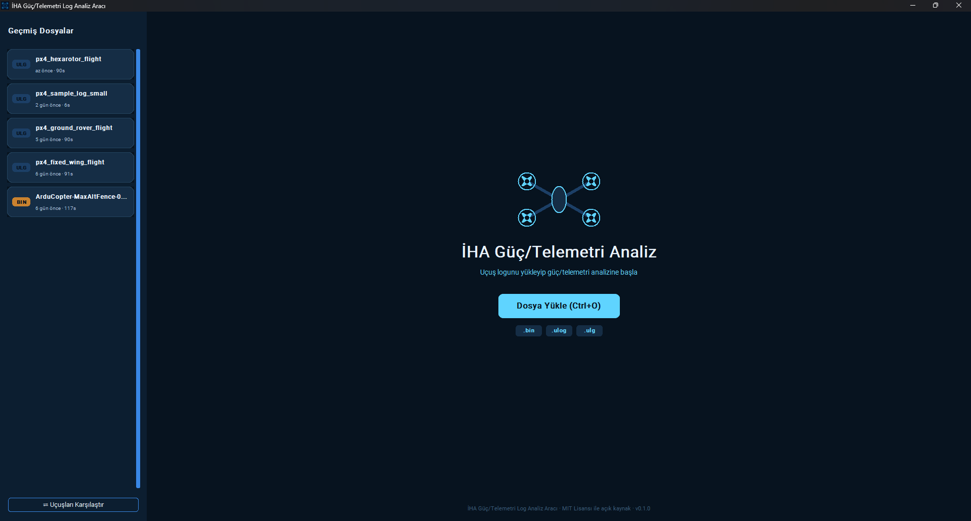İHA analiz aracı ana ekranı