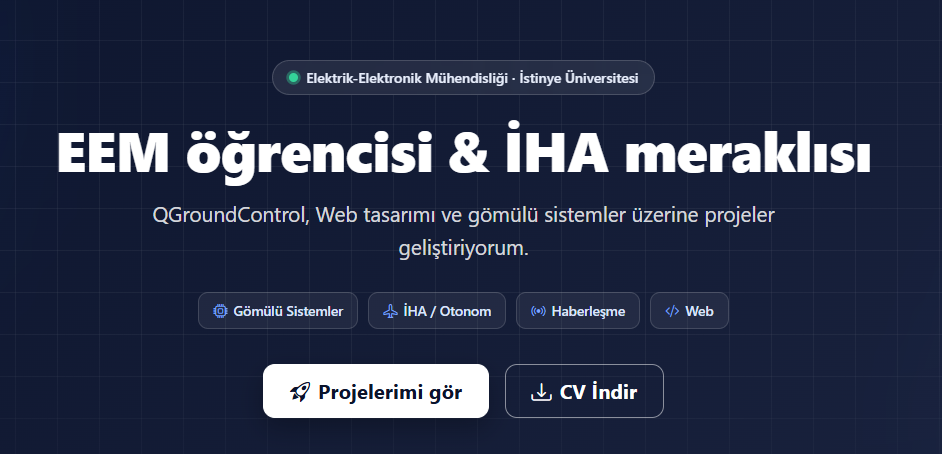 Kişisel web sitesi ekran görüntüsü